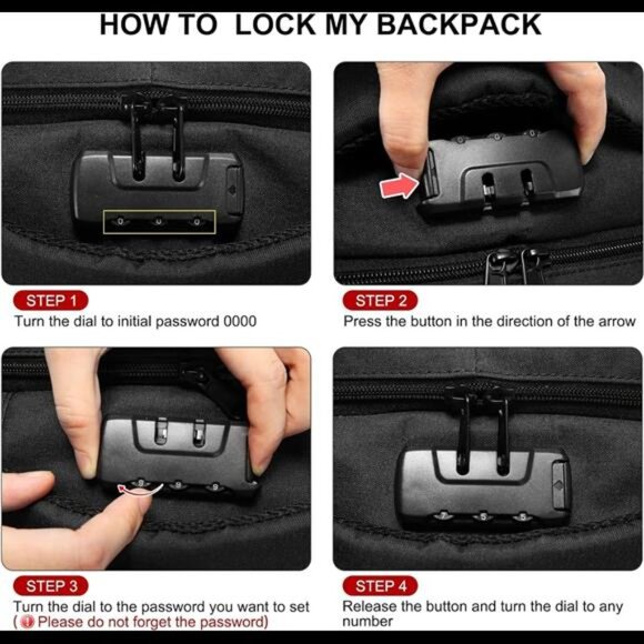 Travel Laptop Backpack Waterproof Anti Theft Backpack with Lock & USB Charging - Picture 6 of 7